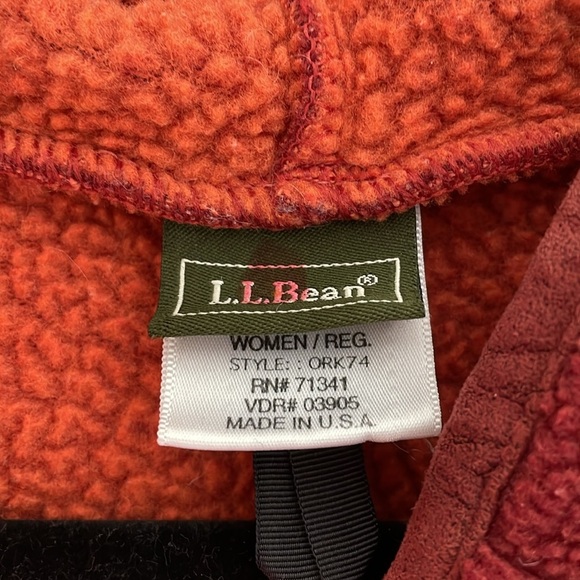 LL Bean Hooded Women’s Red Fleece Coat, Size M - Picture 2 of 7